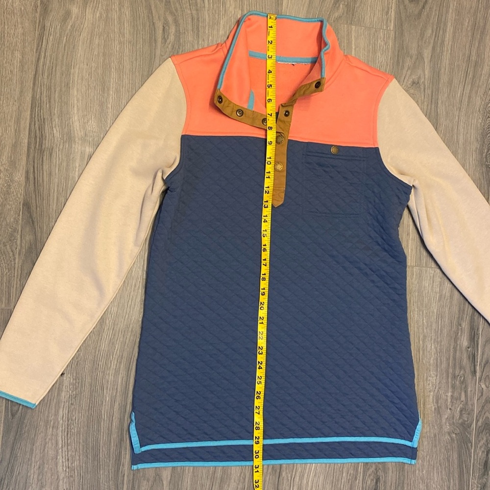 L.L. Bean Women’s Colorblock Quilted button-up pullover sweatshirt - Picture 7 of 7